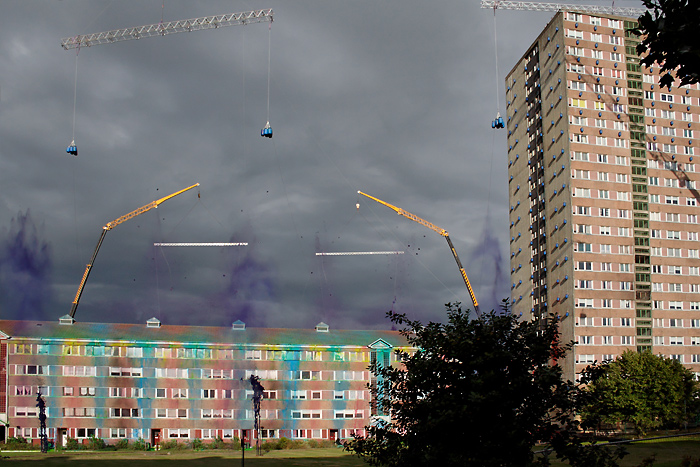 Purple ground explosions, dying away Purple ground explosions, dying away