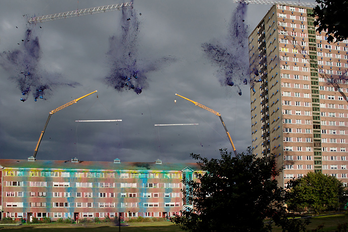 Purple aerial explosions Purple aerial explosions