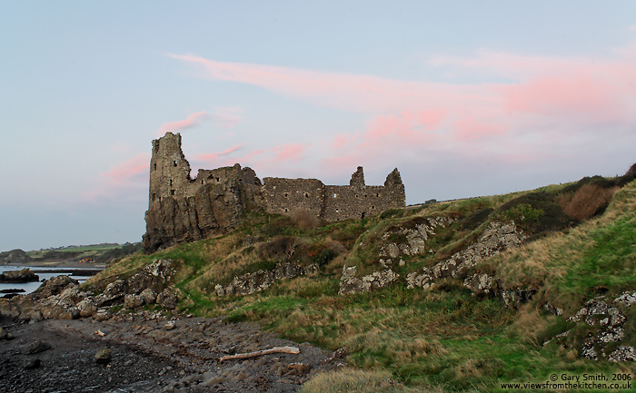 Dunure Castle at twilight